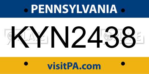 KYN2438 Pennsylvania License Plate