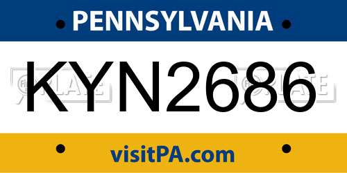 KYN2686 Pennsylvania License Plate