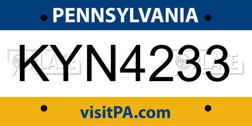 KYN4233 Pennsylvania License Plate