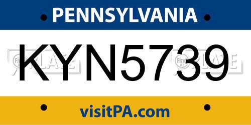 KYN5739 Pennsylvania License Plate