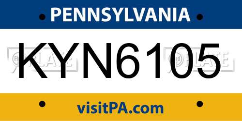 KYN6105 Pennsylvania License Plate