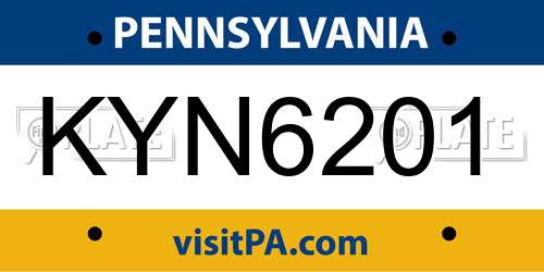 KYN6201 Pennsylvania License Plate