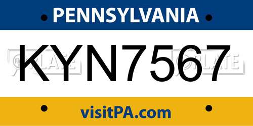 KYN7567 Pennsylvania License Plate