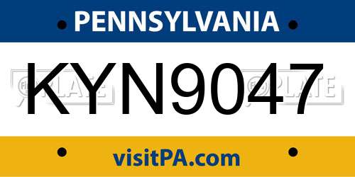 KYN9047 Pennsylvania License Plate