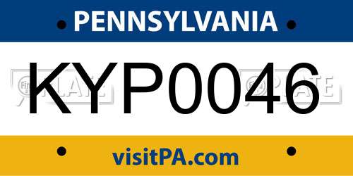 KYP0046 Pennsylvania License Plate