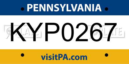 KYP0267 Pennsylvania License Plate