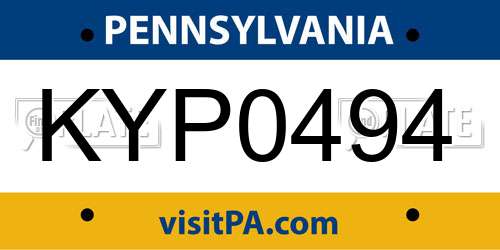 KYP0494 Pennsylvania License Plate