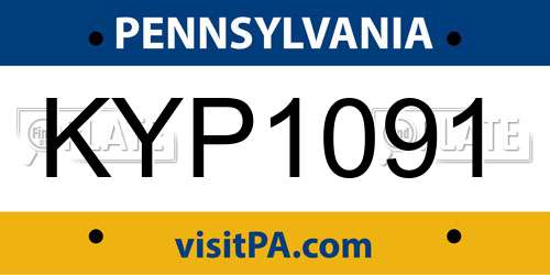 KYP1091 Pennsylvania License Plate