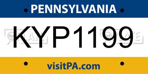 KYP1199 Pennsylvania License Plate