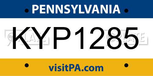 KYP1285 Pennsylvania License Plate