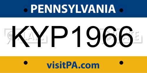 KYP1966 Pennsylvania License Plate