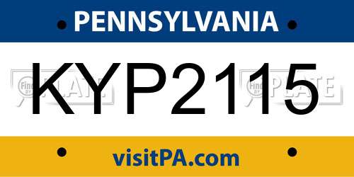 KYP2115 Pennsylvania License Plate