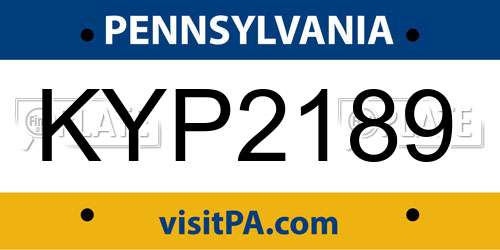 KYP2189 Pennsylvania License Plate