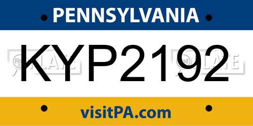 KYP2192 Pennsylvania License Plate