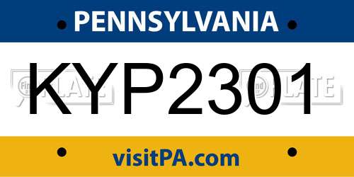 KYP2301 Pennsylvania License Plate