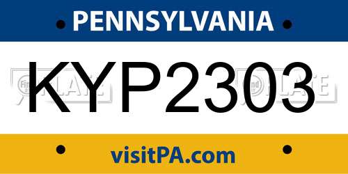 KYP2303 Pennsylvania License Plate