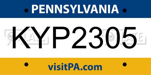 KYP2305 Pennsylvania License Plate