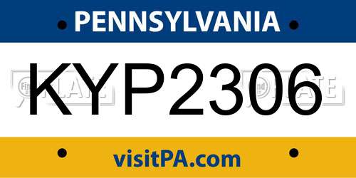 KYP2306 Pennsylvania License Plate