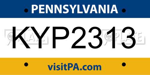 KYP2313 Pennsylvania License Plate