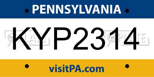KYP2314 Pennsylvania License Plate