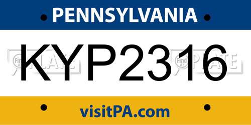 KYP2316 Pennsylvania License Plate