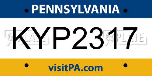KYP2317 Pennsylvania License Plate