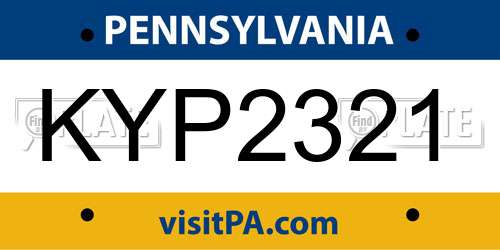 KYP2321 Pennsylvania License Plate