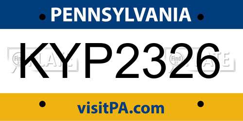 KYP2326 Pennsylvania License Plate