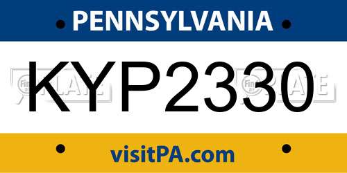 KYP2330 Pennsylvania License Plate