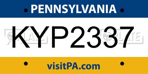 KYP2337 Pennsylvania License Plate