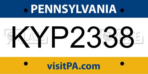 KYP2338 Pennsylvania License Plate