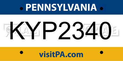 KYP2340 Pennsylvania License Plate
