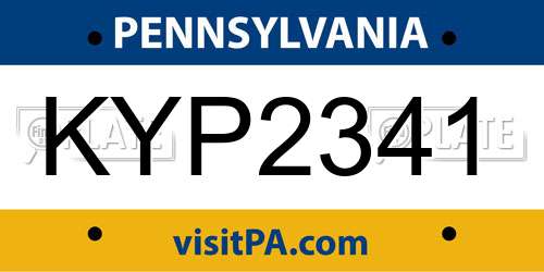 KYP2341 Pennsylvania License Plate