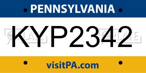 KYP2342 Pennsylvania License Plate