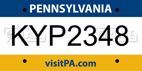 KYP2348 Pennsylvania License Plate