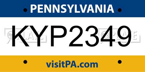 KYP2349 Pennsylvania License Plate