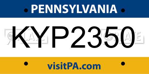 KYP2350 Pennsylvania License Plate