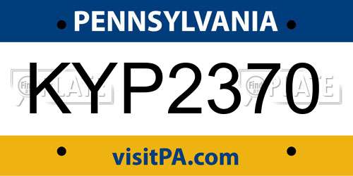 KYP2370 Pennsylvania License Plate