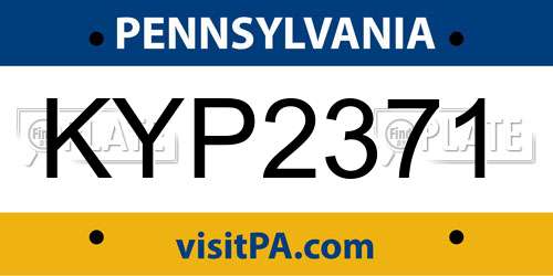KYP2371 Pennsylvania License Plate