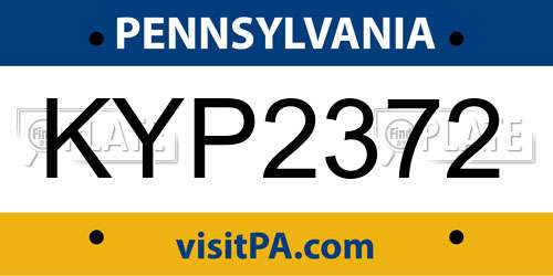 KYP2372 Pennsylvania License Plate