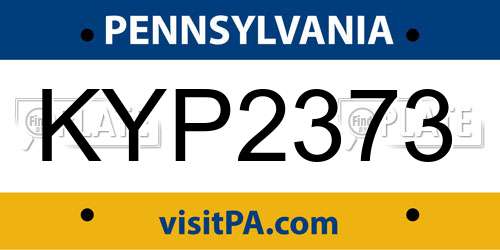 KYP2373 Pennsylvania License Plate