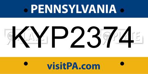 KYP2374 Pennsylvania License Plate