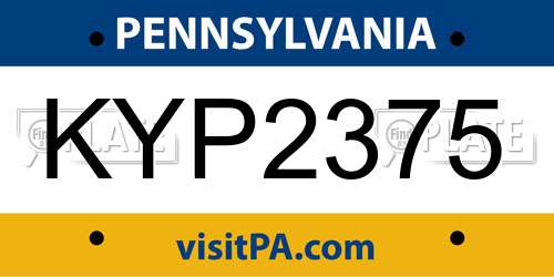 KYP2375 Pennsylvania License Plate
