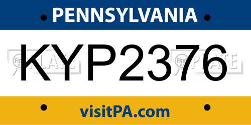 KYP2376 Pennsylvania License Plate