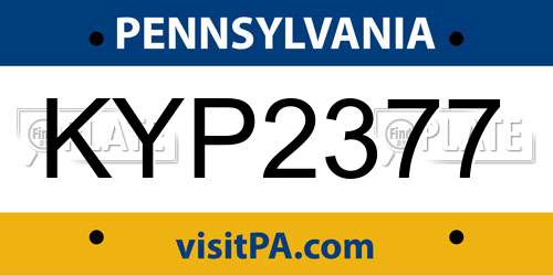 KYP2377 Pennsylvania License Plate