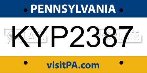 KYP2387 Pennsylvania License Plate