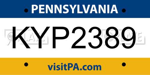 KYP2389 Pennsylvania License Plate