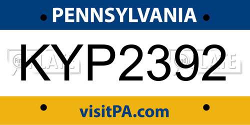 KYP2392 Pennsylvania License Plate