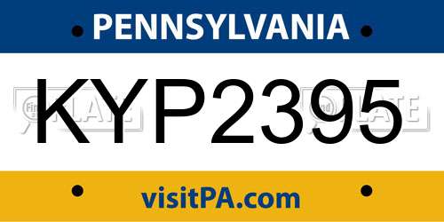 KYP2395 Pennsylvania License Plate