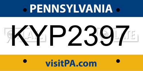 KYP2397 Pennsylvania License Plate